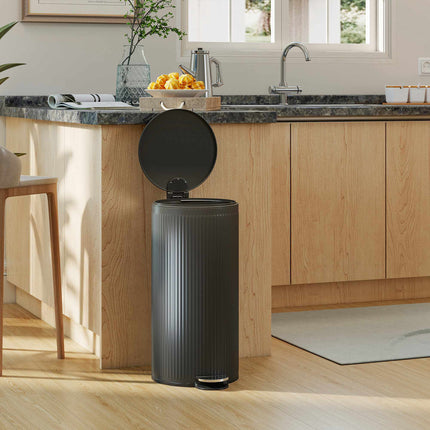 Pedal Bin 30 L with Soft-Close Lid, Removable Inner Bucket, Black