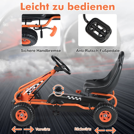 Dětská šlapací motokára, nastavitelná sedačka, ruční brzda, nosnost 30kg