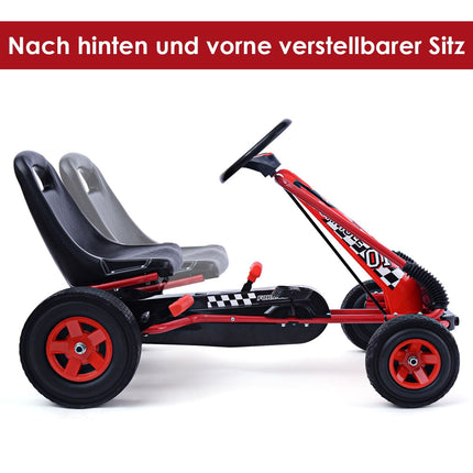 Dětská šlapací motokára, nastavitelná sedačka, červená