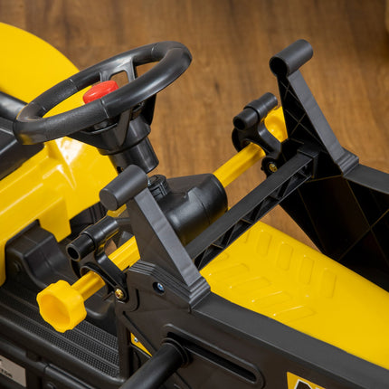 Šlapací traktor s vlečkou pro děti 3+ s lopatou, žlutý