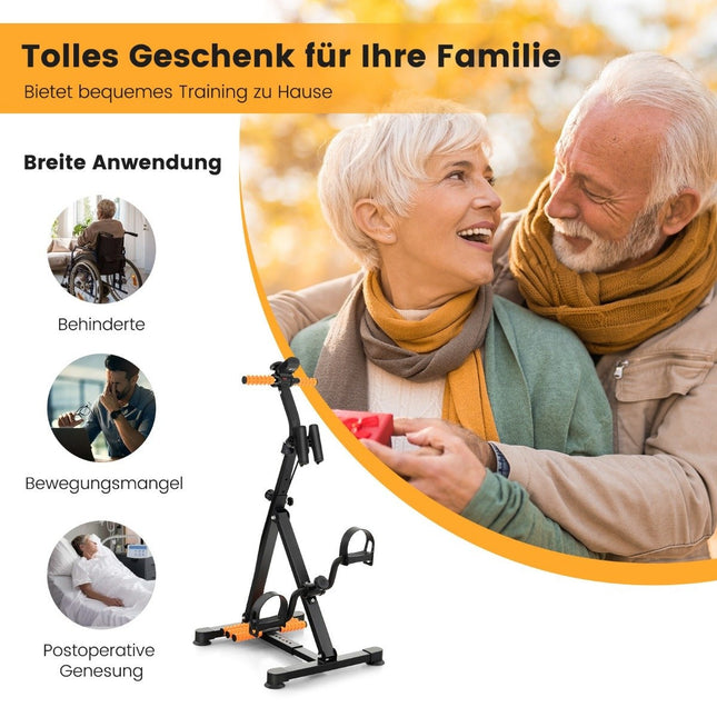 Pedálový trenažér pro seniory, fitness pomůcka na ruce 43-53 x 45 x 87-100 cm černá + oranžová