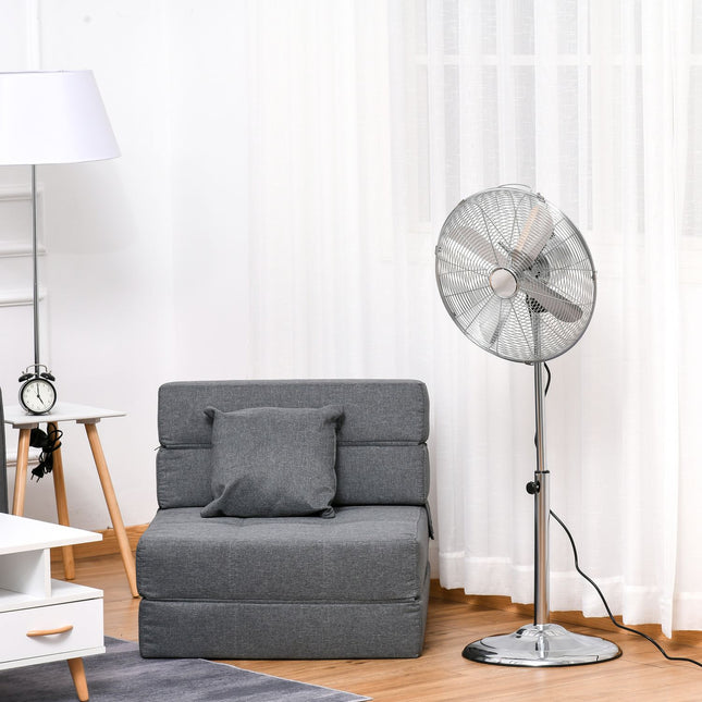 Stojanový ventilátor — nastavitelná výška, 3 rychlosti, stříbrná