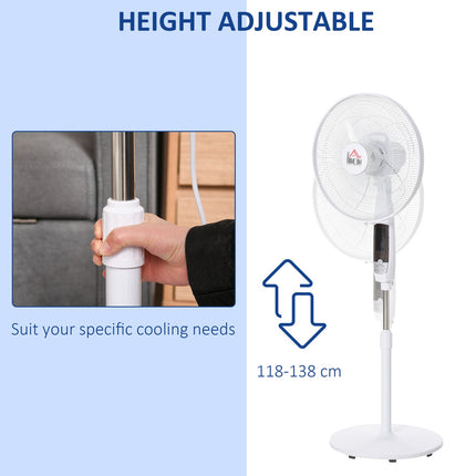 Stojanový ventilátor, 138 cm ocel, časovač a dálkové ovládání, nastavitelná výška