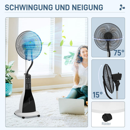 Mlžicí ventilátor s dálkovým ovládáním, nádrž 3L, 3 rychlosti, černá