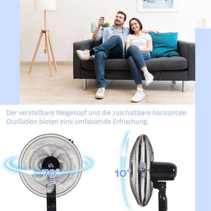 Stojanový ventilátor s dálkovým ovládáním, nastavitelná výška a 3 rychlosti
