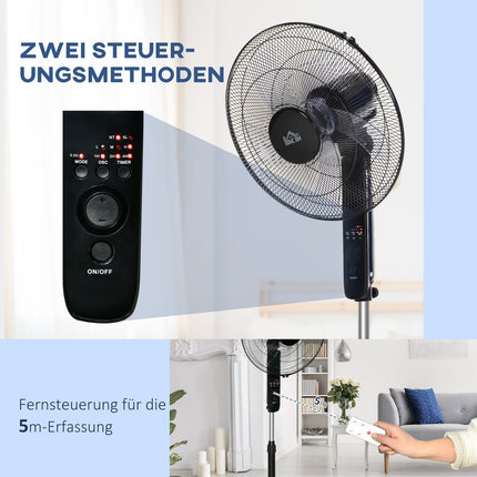 Stojanový ventilátor s dálkovým ovládáním, nastavitelná výška a 3 rychlosti