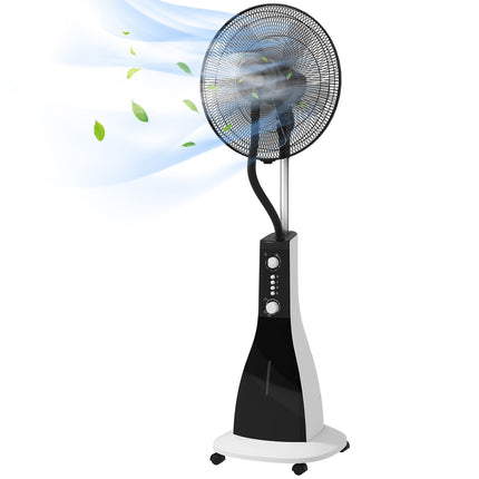 Stojanový ventilátor s mlžením, 3 polohy, nádržka 3L, časovač, černá