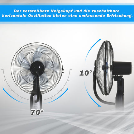Stojanový ventilátor s mlžením 2.8L, nastavitelný kovový design