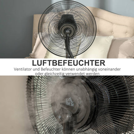 Stojanový ventilátor s mlžením, nastavitelný náklon, nádržka na vodu 3.1L