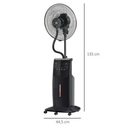 Stojanový ventilátor s mlžením, nastavitelný náklon, nádržka na vodu 3.1L