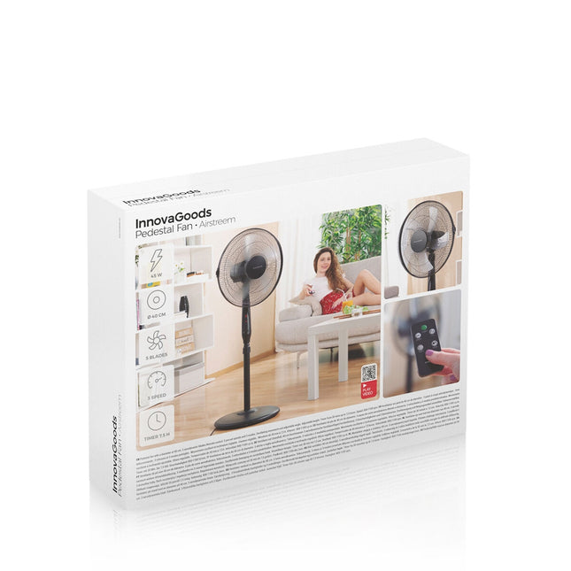 Stojanový ventilátor s dálkovým ovládáním InnovaGoods Airstreem černá 45 W