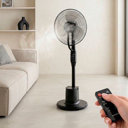 Stojanový mlžící ventilátor s dálkovým ovládáním, 3 rychlosti, nádržka 3L