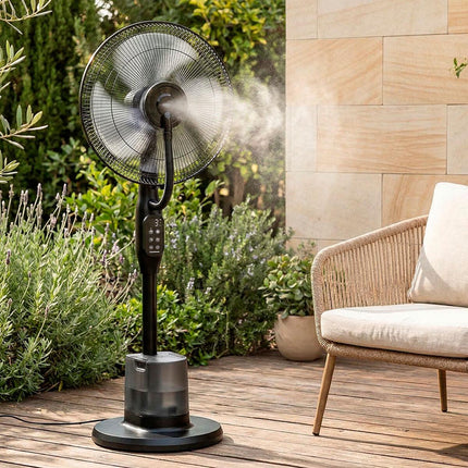 Stojanový mlžící ventilátor s dálkovým ovládáním, 3 rychlosti, nádržka 3L