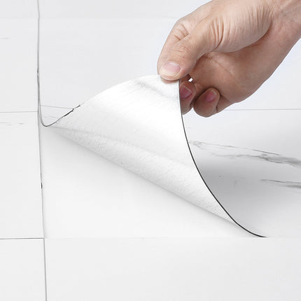 Peel And Stick Vinyl Floor Tiles, White Marble, 390x23.6 In
