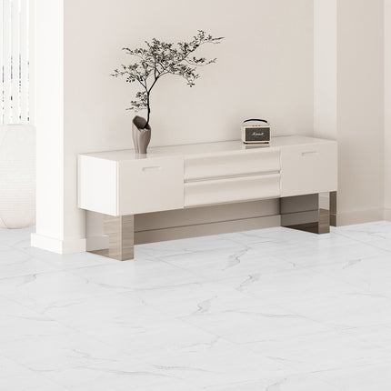 Peel and Stick Vinyl Floor Tiles, 12x12, 50 Pack, White Marble