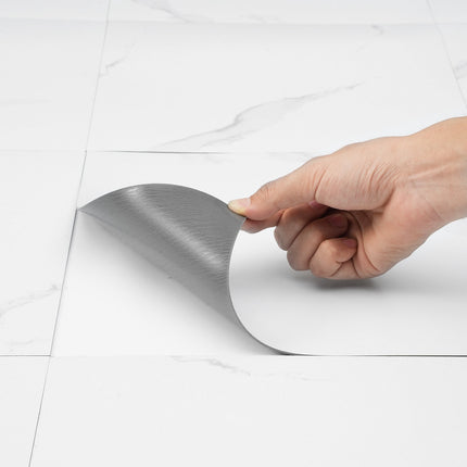 Peel and Stick Vinyl Floor Tiles, 12x12, 50 Pack, White Marble
