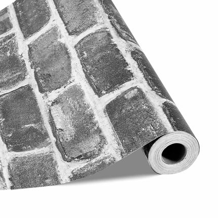 Peel and Stick Wallpaper, Gray Brick, Waterproof, 45cm x 10m