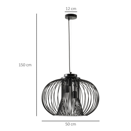 Industriální stropní lampa, nastavitelný kov, černá Ø50 x 150 Cm