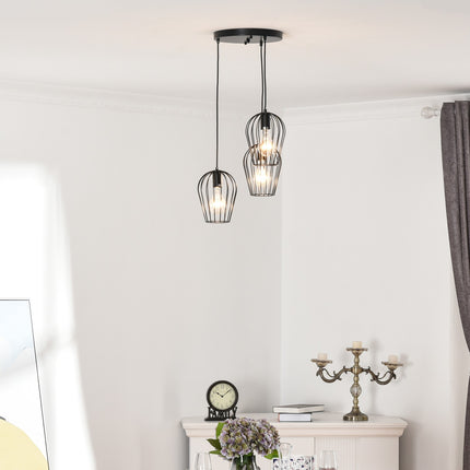 Černá kovová stropní lampa - moderní geometrický design, Ø38x145 cm