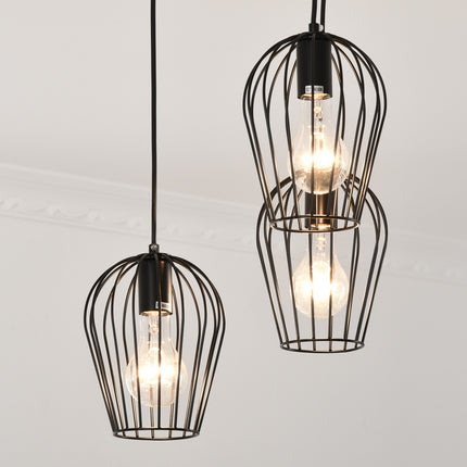 Černá kovová stropní lampa - moderní geometrický design, Ø38x145 cm