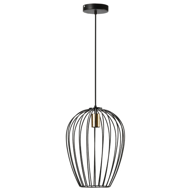 Modern black metal ceiling lamp, Ø26 x 130 cm