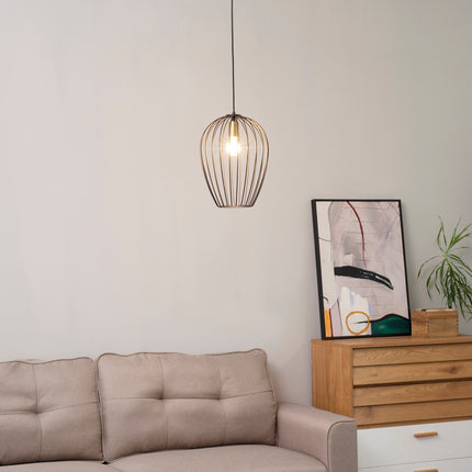Moderní černá kovová stropní lampa, Ø26 x 130 cm