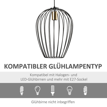 Moderní černá kovová stropní lampa, Ø26 x 130 cm