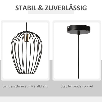 Moderní černá kovová stropní lampa, Ø26 x 130 cm