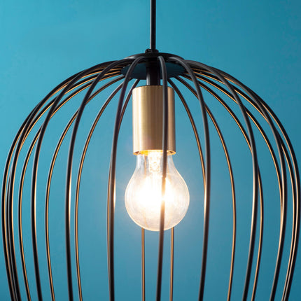 Moderní černá kovová stropní lampa, Ø26 x 130 cm