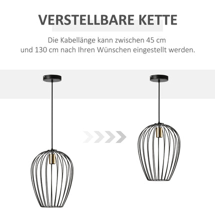 Moderní černá kovová stropní lampa, Ø26 x 130 cm