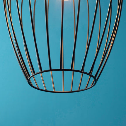 Moderní černá kovová stropní lampa, Ø26 x 130 cm