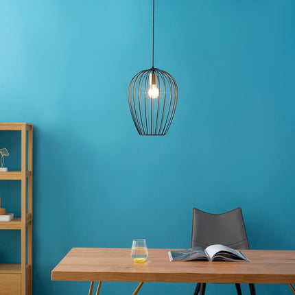 Moderní černá kovová stropní lampa, Ø26 x 130 cm