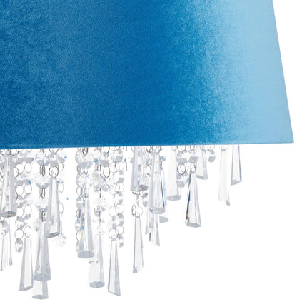 Závěsná lampa z křišťálu se sametovým stínítkem