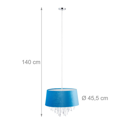 Závěsná lampa z křišťálu se sametovým stínítkem