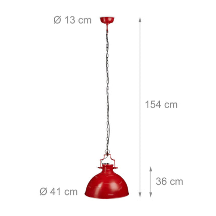 Závěsná lampa industriální styl červená