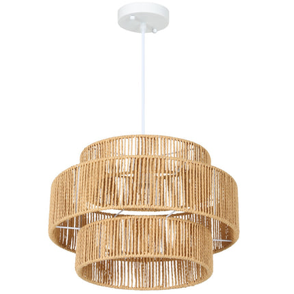 Boho závěsné svítidlo z konopného lana – E27, světle hnědé, kuchyň/jídelna