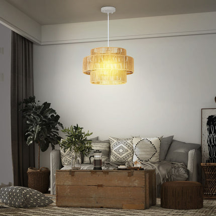 Boho závěsné svítidlo z konopného lana – E27, světle hnědé, kuchyň/jídelna