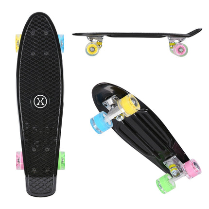 Pennyboard skateboard, klasický černý, odolný design