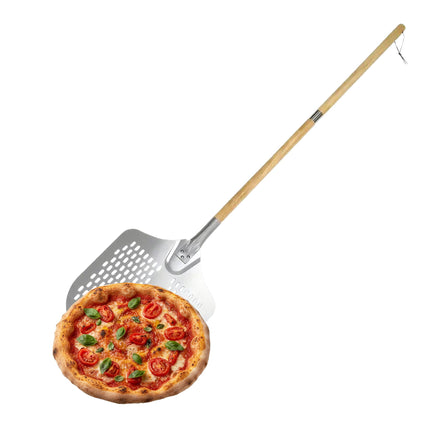 Perforovaná lopata na pizzu XL, dřevěná rukojeť, nastavitelná délka