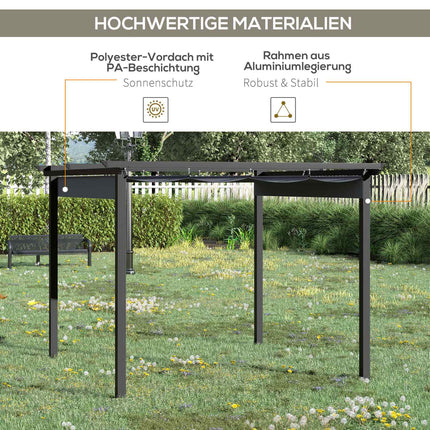Pergola altán 2.95x2.95m, hliník, posuvná střecha, šedá