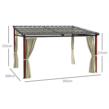 Béžová pergola odolná proti větru 3.5x3m s nastavitelnou střechou