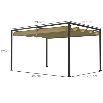 Kovová pergola 3x2m – nastavitelná střecha, ochrana proti slunci