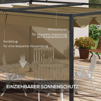 Kovová pergola 3x2m – nastavitelná střecha, ochrana proti slunci