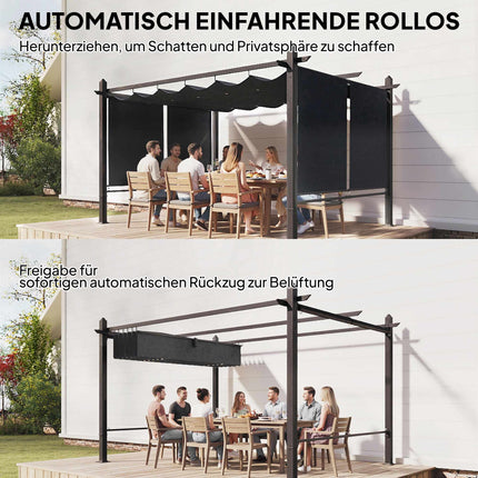 Pergola 3x4m se zatahovací střechou a hliníkovým rámem UV50+