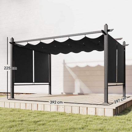 Pergola 3x4m se zatahovací střechou a hliníkovým rámem UV50+