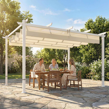 Pergola 3x4 m se zatahovací UV30+ střechou, béžová