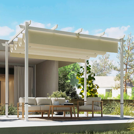 Pergola 3x4 m se zatahovací UV30+ střechou, béžová