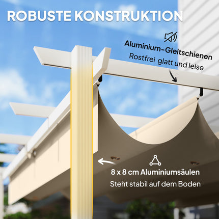 Pergola 3x4 m se zatahovací UV30+ střechou, béžová