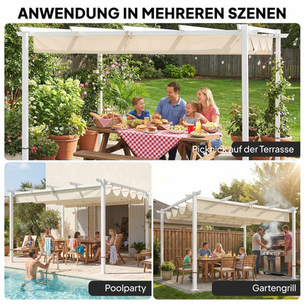 Pergola 3x4 m se zatahovací UV30+ střechou, béžová
