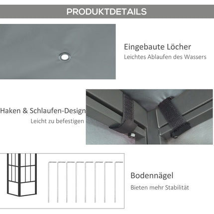 Zahradní pergola 4x3m kovový rám, šedá polyesterová stříška